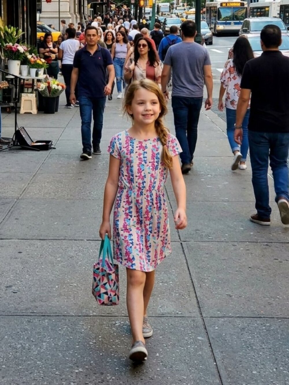 LuLaRoe Girls Mae Dress Size 8 Colorful Geometric Pattern